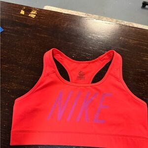 Nike Red Sports Bra with Purple Logo